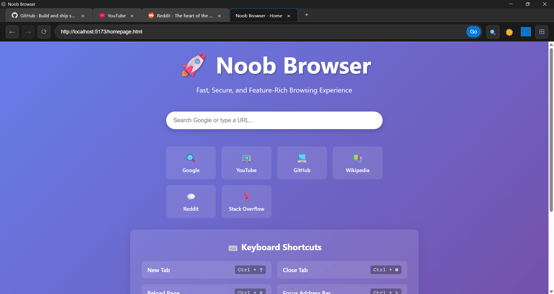 Preview of Noob Browser